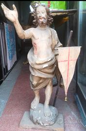 antica statua in legno dipinto Cristo Risorto