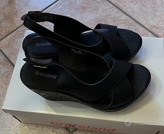 Sandali neri con zeppa taglia 36