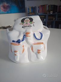 portapenne ceramica mafalda quino 1988 vintage