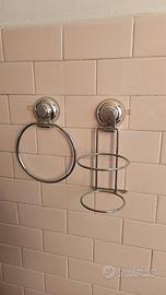 Porta asciugacapelli e porta asciugamani a ventosa