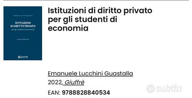 Istituzioni di diritto privato - Economia