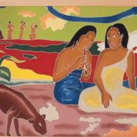 Quadro Batik "le donne di Gauguin"