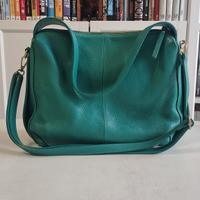 Borsa verde acqua in pelle made in Italy