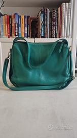 Borsa verde acqua in pelle made in Italy