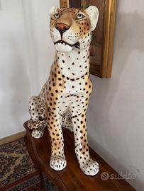 Statua Leopardo metà 900 in ceramica