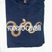 T-shirt Roberto cavalli uomo-Blu Navy taglia s
