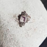 Anello in stile art-decó argento & ametista