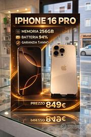 IPHONE 16 PRO 256GB USATO GARANZIA: 1 ANNO