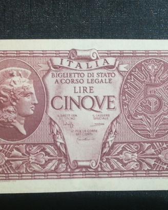 CINQUE LIRE....Fds.... del 1944