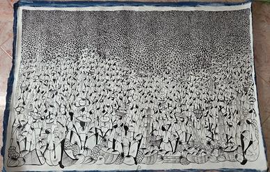 tela con folla infinita stilizzata 