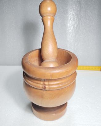 Mortaio con Pestello in Legno Massiccio 