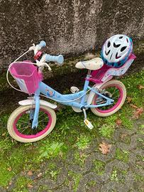 Bicicletta Bimba Frozen con casco dimensione 14”