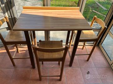 Tavolino snack + 3 sgabelli legno anni '90