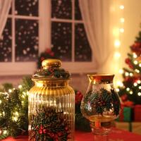 vaso porta biscotti e porta candela in vetro