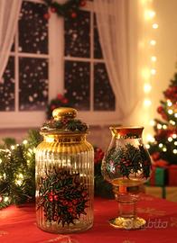 vaso porta biscotti e porta candela in vetro