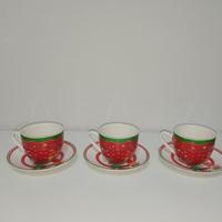 Set 3 tazzina e piattino in ceramica natalizia
