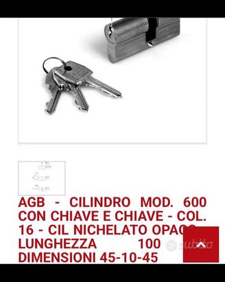 2 Cilindro Serratura AGB Nichelati+20 Fermaporta