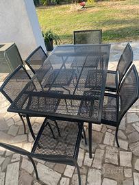 Tavolo e 6 sedie ferro battuto