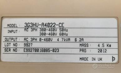Inverter Omron 3G3  Kw 2.2 / Inverte. V400 3 fase