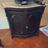 credenza bombata con piano in marmo