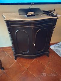 credenza bombata con piano in marmo