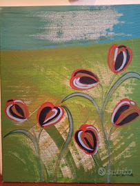 Quadro acrilico "Fiori colorati"