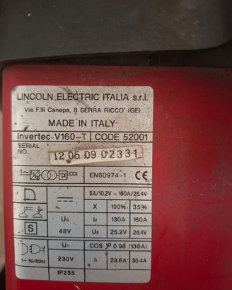 Saldatrice tig Lincoln invertec V160-T