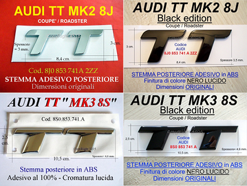 AUDI TT MK2 8J e TT MK3 8S Stemma POSTERIORE LOGO