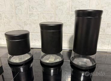 Set 3 barattoli vetro e plastica