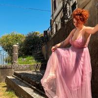 Abito da cerimonia elegante rosa cipria taglia L