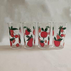 set 4 bicchieri vintage da acqua bibite succo