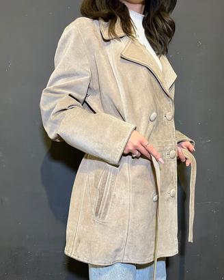 Cappotto Vintage in Vera Pelle Scamosciata