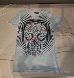 T-shirt mexican skull/teschio messicano S grigia