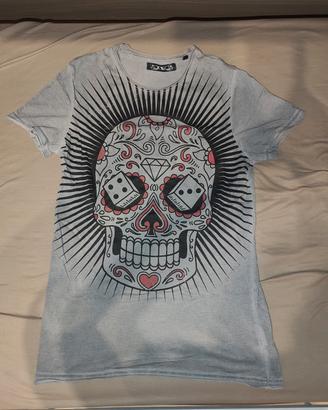 T-shirt mexican skull/teschio messicano S grigia