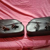 Borse da moto in pelle nera Kawasaky