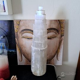 Lampada Selenite torre, grande cristallo naturale