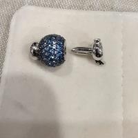 Chiusura per perle Sfera argento zirconi Azzurri