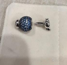 Chiusura per perle Sfera argento zirconi Azzurri