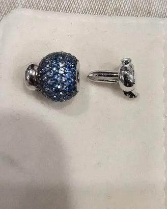 Chiusura per perle Sfera argento zirconi Azzurri