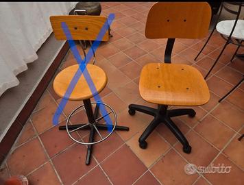 sgabello industriale legno vintage