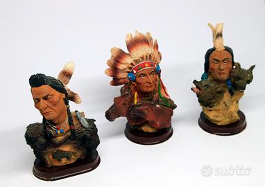 statuette  indiani d' america  in resina