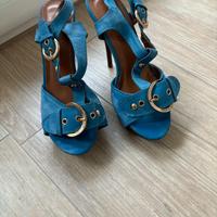 Scarpa con tacco azzurra