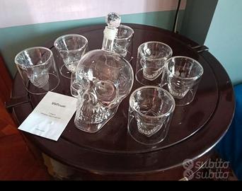 Set decanter teschio whisky vodka party bar rum
