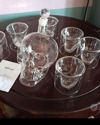 Set decanter teschio whisky vodka party bar rum