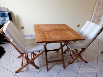 tavolino x interno- esterno con 2 sedie e cuscini