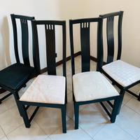 4 sedie legno laccato nero