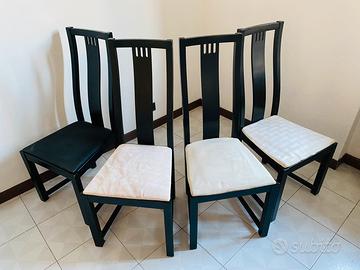 4 sedie legno laccato nero
