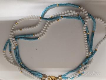 👉 Collana perline azzurre e bianche stile estivo