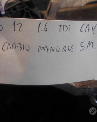 Cambio 5m volkswagen polo 16 tdi tipo motore cay