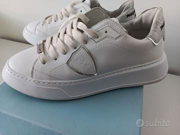 Sneakers Philippe Model Temple bianche con glitter